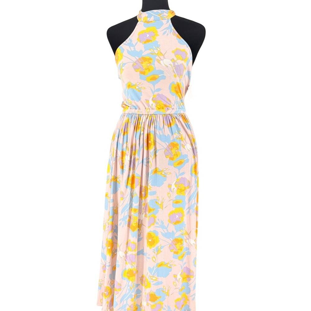 Boho Y2K New Halter Maxi Paste Floral Fairy Rachel Pally Dress Jersey Small Sun